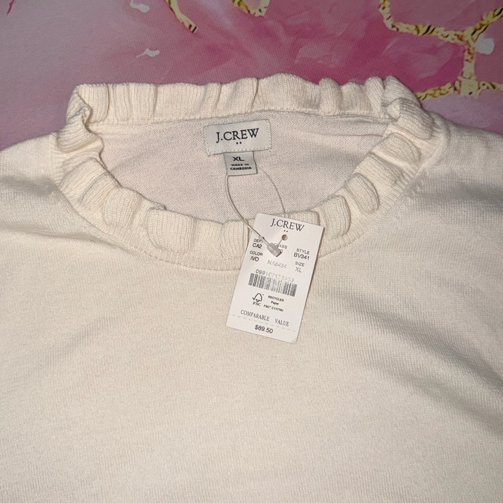 🔥🔥🔥NEW J. Crew Cotton Ruffleneck Sweater - Picture 4 of 6